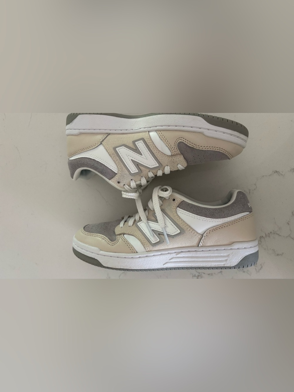 New Balance, Neutral White and Light Gray Casual Sneakers - like new - Picture 3 of 4